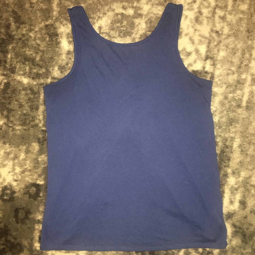 Blue tank with detailed open back